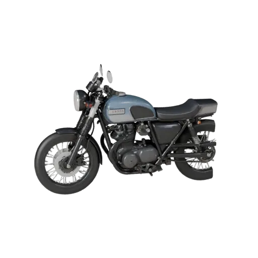 Modello 3D Moto Vintage, vista studio tre quarti, asset veicolo pronto per Blender con geometria del telaio classica, forma d