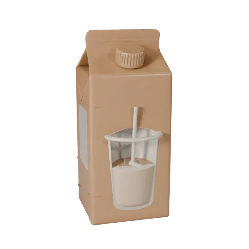 Boxed Milk Carton Printable 3D model, isometric STL render, showing cardboard, package massing.