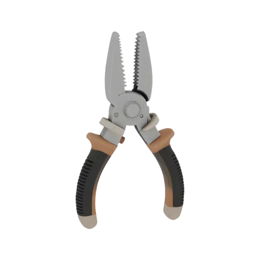 Vintage Pliers Printable 3D model, isometric STL render, showing painted metal, clear grip zones.