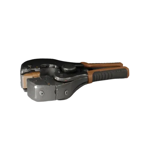 Heavy Duty Clamp Stylized 3D model, stylized isometric render, showing painted metal, clear grip zones.