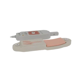 Field Suture Trainer 3D model, three-quarter front view, AR viewer studio render, showing neutral plastics, form detail.