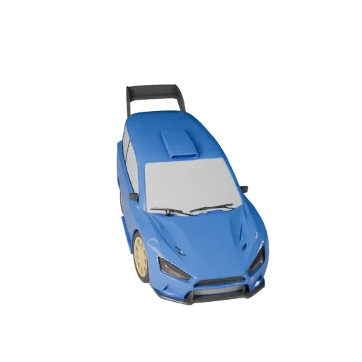 Druckbares Rallye-Auto STL-Modell STL-Modell, isometrische Ansicht, druckfertiges Fahrzeug-Asset mit Karosserielinien, Vergla