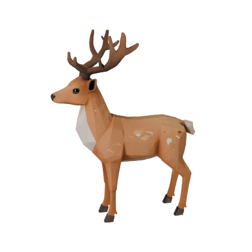 Modello 3D Cervo Low Poly - Asset di Gioco Unity con FBX | Royalty-Free