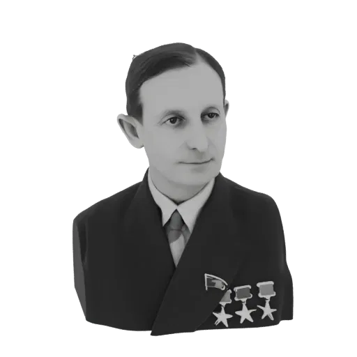 3D model bust of a man in a suit and tie, wearing multiple medals on his chest, rendered in grayscale.
