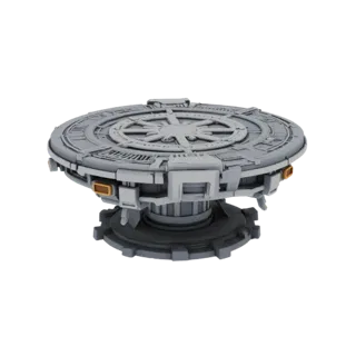 3D model of a turntable with the Galactic Empire symbol from Star Wars, 20cm diameter, on a gray background