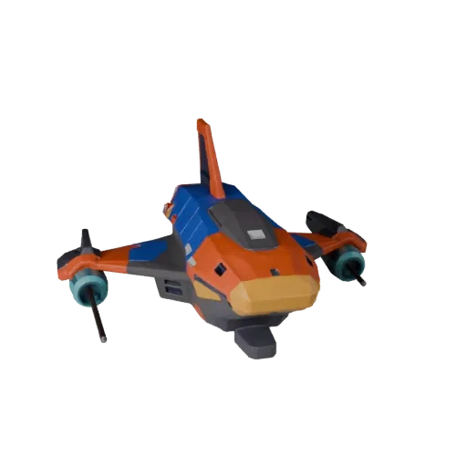 Modèle 3D de cargo des profondeurs spatiales de style dessin animé, vue studio trois-quarts, atout de véhicule stylisé avec s