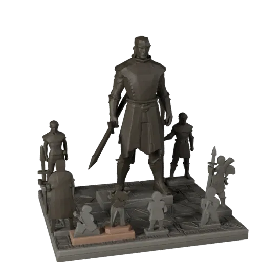 Dungeon Meeple Set STL printable 3D model preview showing scale, three-quarter display angle