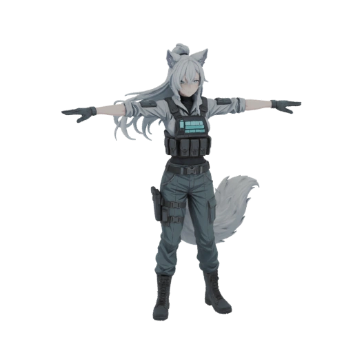 Tactical Wolf Girl 3D Model