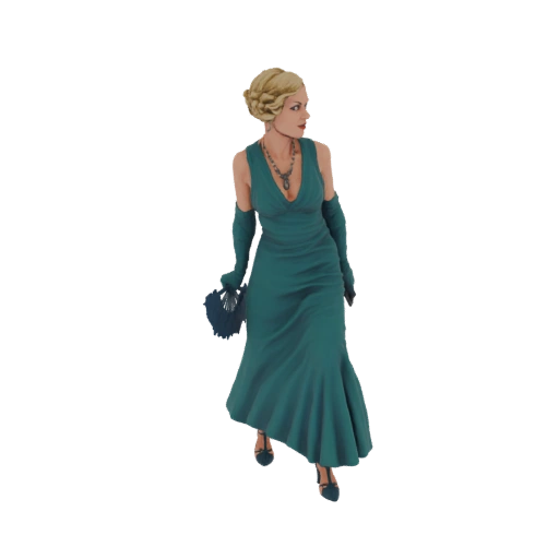 Elegant Woman in Teal Evening Gown