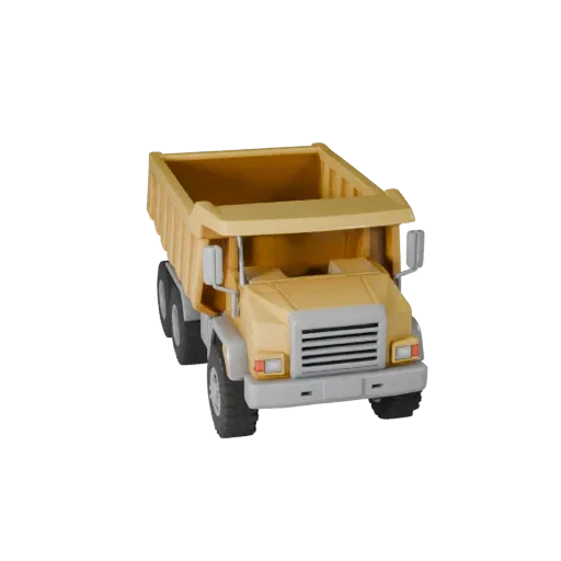 Modello 3D STL Dumper Stampabile, vista isometrica, asset veicolo pronto per la stampa con massa da veicolo funzionante, spaz