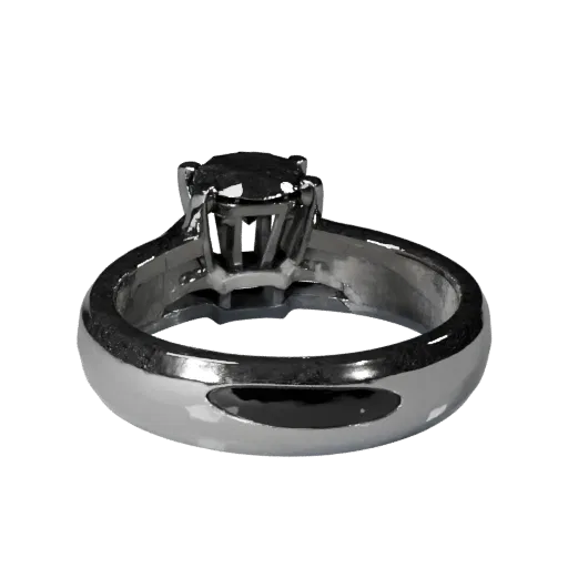 Solitaire Engagement Ring game ready 3D model, side view studio render, showing ring silhouette and surface contrast.