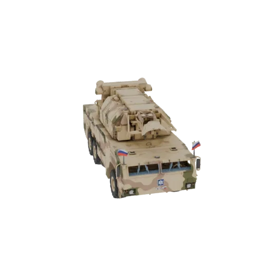 3D model of a Russian 9K720 Iskander-M mobile short-range ballistic missile system, shown from a front-three-quarter view.