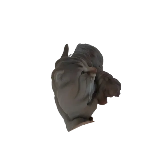 3D model render of a grotesque face sculpture with flowing, detailed textures and an unsettling, artistic appearance.