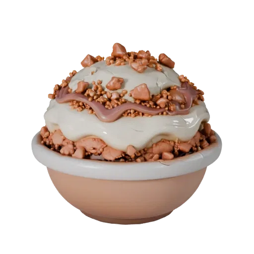 Mini Ice Cream Bowl High Poly 3D model, close-up studio render, showing cream, sweet food silhouette.