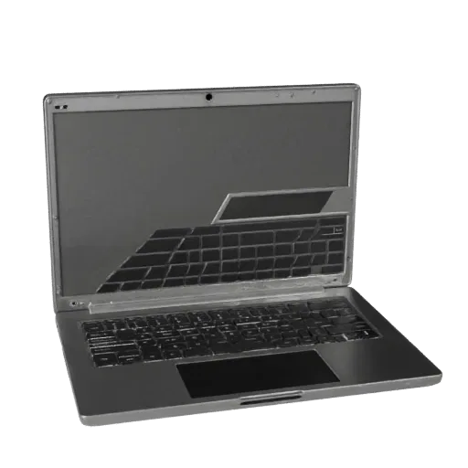 Ultrabook Convertible Notebook Modular 3D model, isometric modular kit view, showing brushed metal, open lid angle.