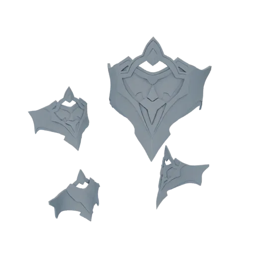 A 3D render of a fantasy armor set, including a chest plate and shoulder pieces, with intricate detailing.