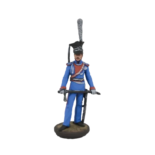 3D model of a 19th Century French Imperial Guard Grenadier in uniform with a bearskin hat and rifle.