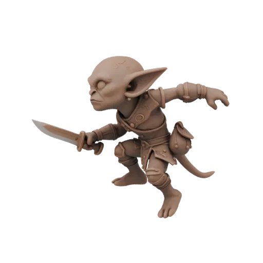 Fantasy Ashwing Goblin Bogenschützen-Miniatur STL, Drei-Viertel-Tabletop-Rendering, harzdruckbare Feind-Miniatur mit neutrale