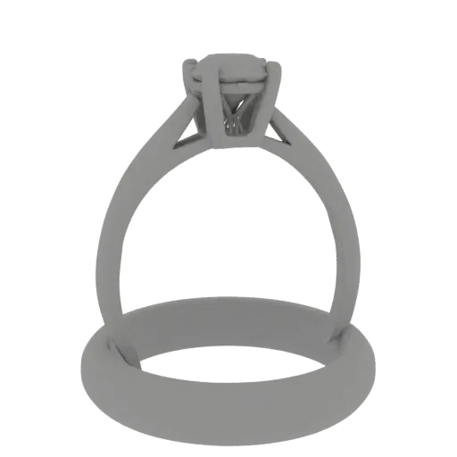 Solitaire Ring product viz 3D model, top-down studio render, with clean topology and PBR shading on the ring.