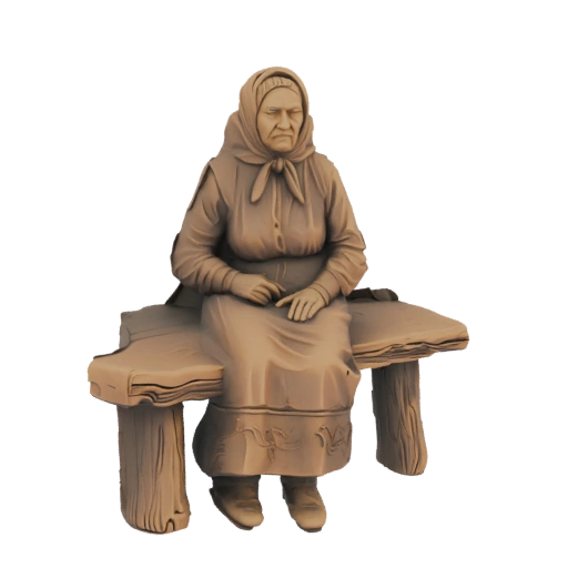 Elderly Woman Sitting on Bench