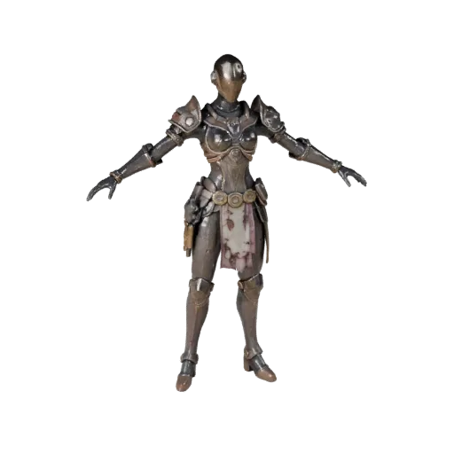 Cyberpunk gepanzertes Barden 3D-Charakter, Engine-Viewport-Ansicht, Unreal Engine-fähiges Asset mit stehender Pose; gepanzert