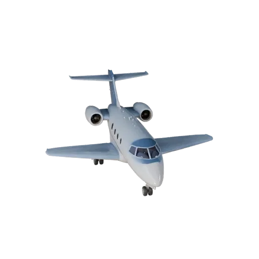 Modèle 3D d'avion privé prêt pour le jeu, vue studio à trois quarts, actif de véhicule prêt pour la production avec équilibre