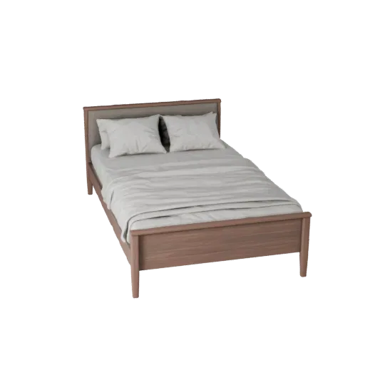Upholstered Daybed Product Viz 3D model, bedroom, three-quarter studio product render, fabric detail.