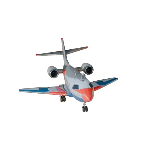 Modèle 3D d'avion privé de dessin animé, vue studio trois-quarts, actif de véhicule stylisé avec équilibre des ailes, lisibil