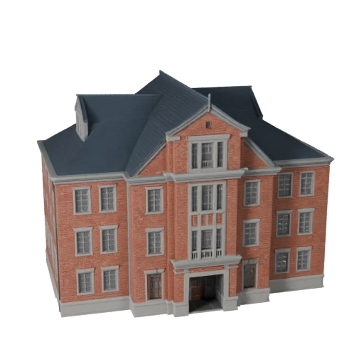 Maison coloniale low poly 3D pour actif de jeu en temps réel