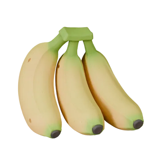 Ripe Banana Bunch Printable 3D model, isometric STL render, showing skin pores, recognizable fruit forms.