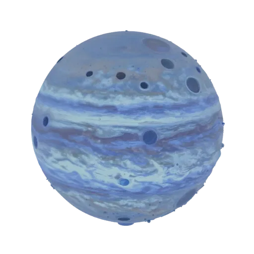 Gas Giant Moon Printable 3D model, isometric STL render, showing rock, spherical body scale.