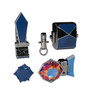 Modèle 3D prêt pour le jeu de pince à cravate sertie de gemmes, rendu studio isométrique, mettant en valeur les coutures, les