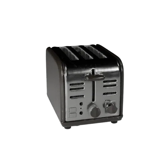 Smart Toaster render detail 3D model, turntable hero render, with clean topology and PBR shading on the appliance.