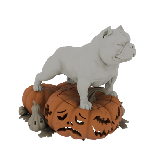 Bulldog on Carved Pumpkins Halloween Figurine