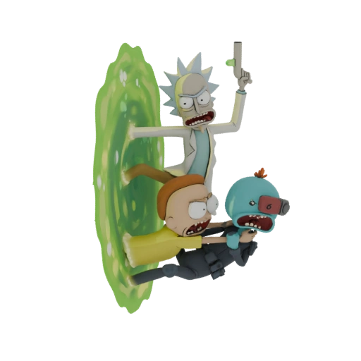 Rick and Morty Portal Jump Action Diorama 3D Model