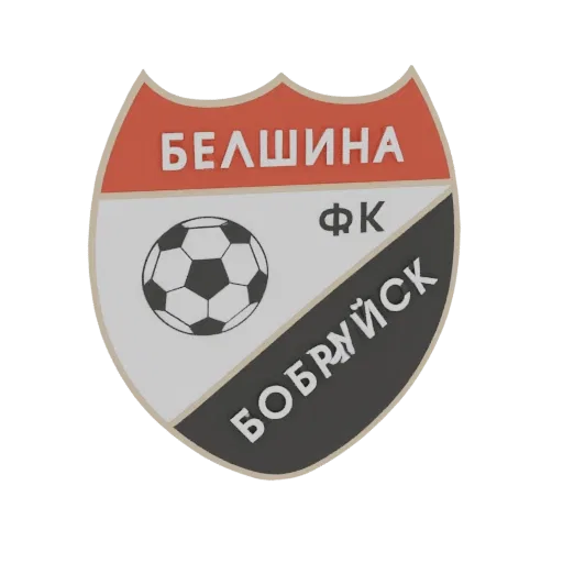 3D model of the FC Belshina Bobruisk football club logo, featuring Cyrillic text and a soccer ball within a shield.