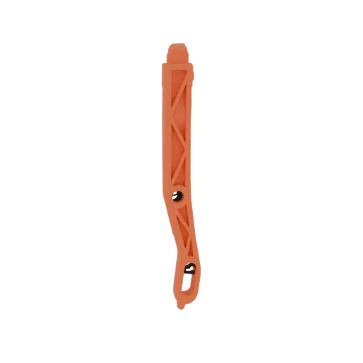 3D model of an orange industrial support bracket with a visible triangular reinforcement pattern and two mounting holes.