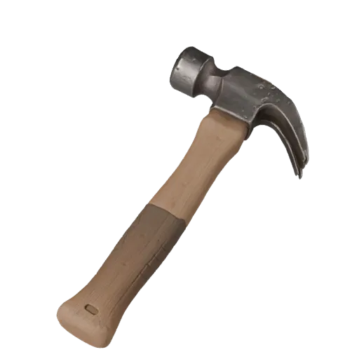 Worn Hammer Realistic 3D model, three-quarter studio render, showing painted metal, functional silhouettes.