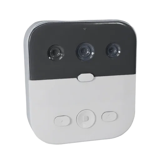 Voice Controlled Video Doorbell High Poly 3D model, close-up studio render, showing white plastic, form detail.