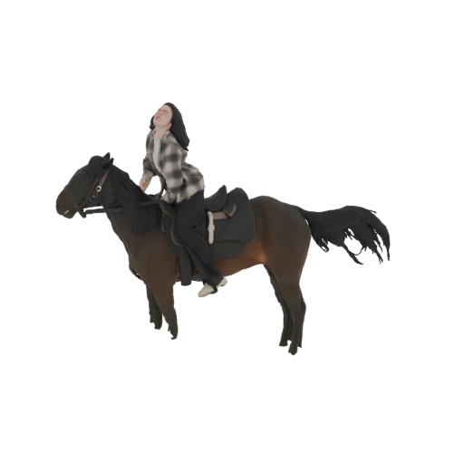 Woman Riding a Horse 3D Model