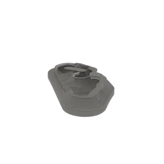 Rendu 3D d'un emporte-pièce double cœur gris sur fond noir.