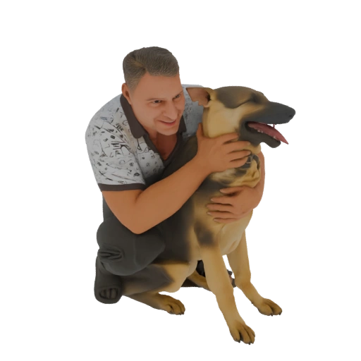 Man Hugging German Shepherd 3D Model