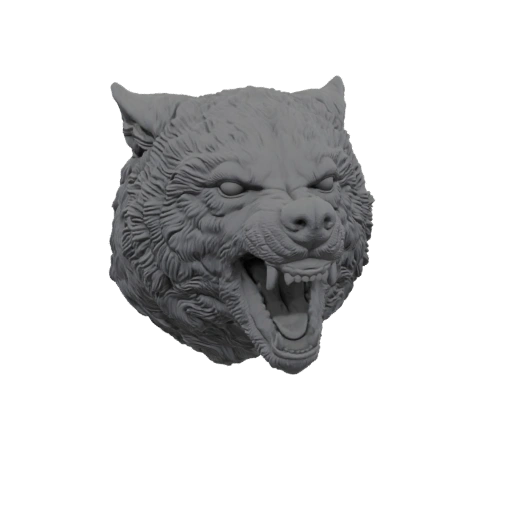 Fierce Wolf Head Bust 3D Model