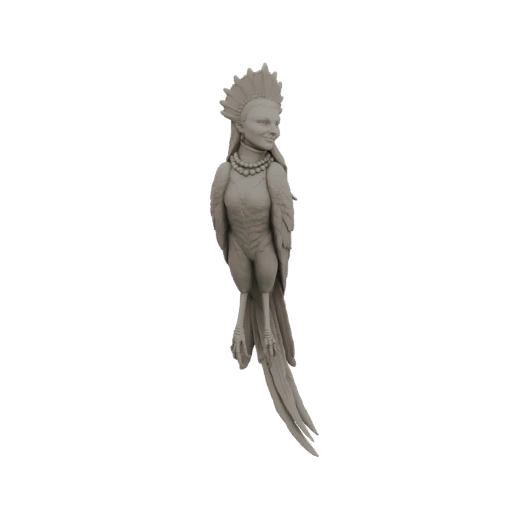 Mythical Harpy Woman with Feathered Body and Ornate Headdress