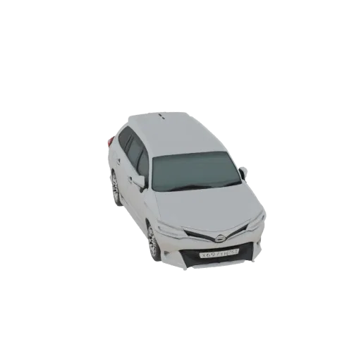 A 3D render of a white Toyota Corolla Fielder Wagon, viewed from a slightly elevated front-right angle.