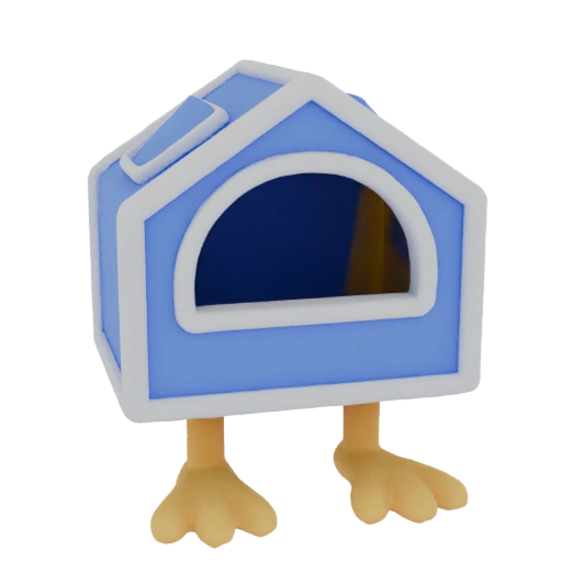 Hut on chicken legs, blue-white organizer