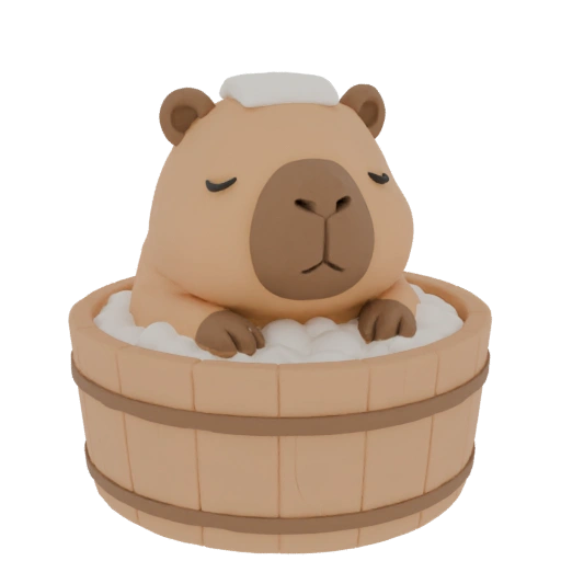 Süße Wasserschwein in Holzbottich 3D-Modell