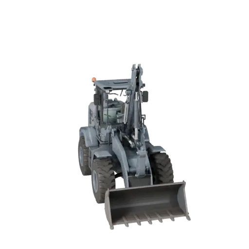 Roadwork Wheel Loader Realistic 3D model, three-quarter studio render, showing painted steel, form detail.