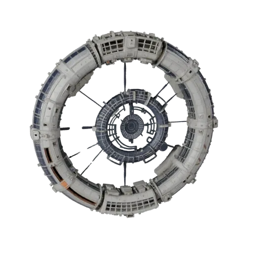Habitat Module Modular 3D model, isometric modular kit view, showing metal modules, modular station layout.