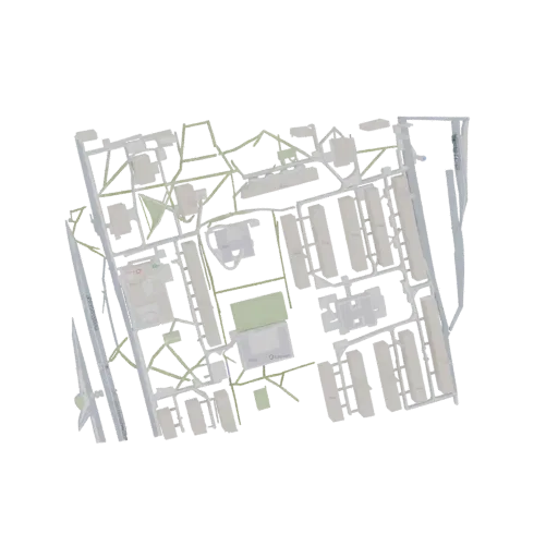 3D model preview of a modern urban block with residential buildings, green spaces, and pathways.